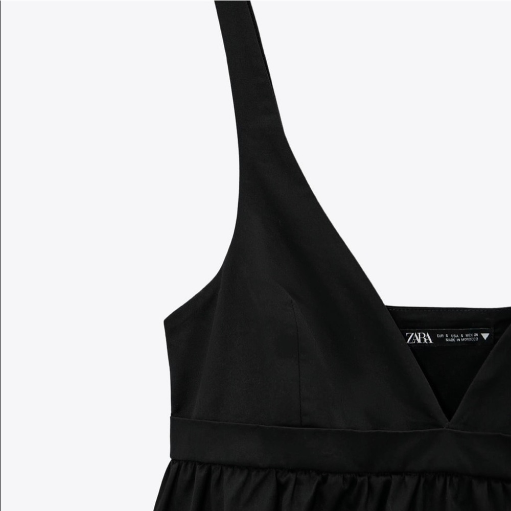 ZARA NWT Voluminous Poplin Black Dress - Picture 10 of 10